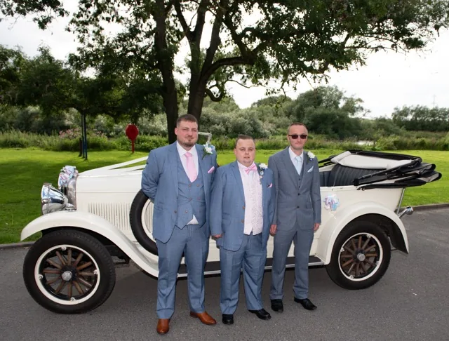 Christopher and Annabelle — wedding suits hired from Scotney’s of London Road