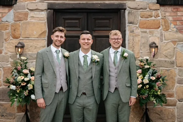 Lucie and Fraser — wedding suits hired from Scotney’s of London Road
