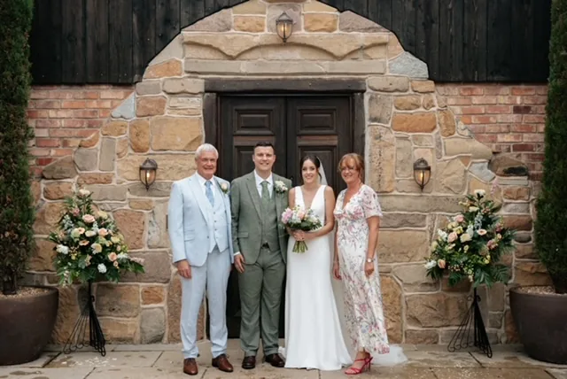 Lucie and Fraser — wedding suits hired from Scotney’s of London Road