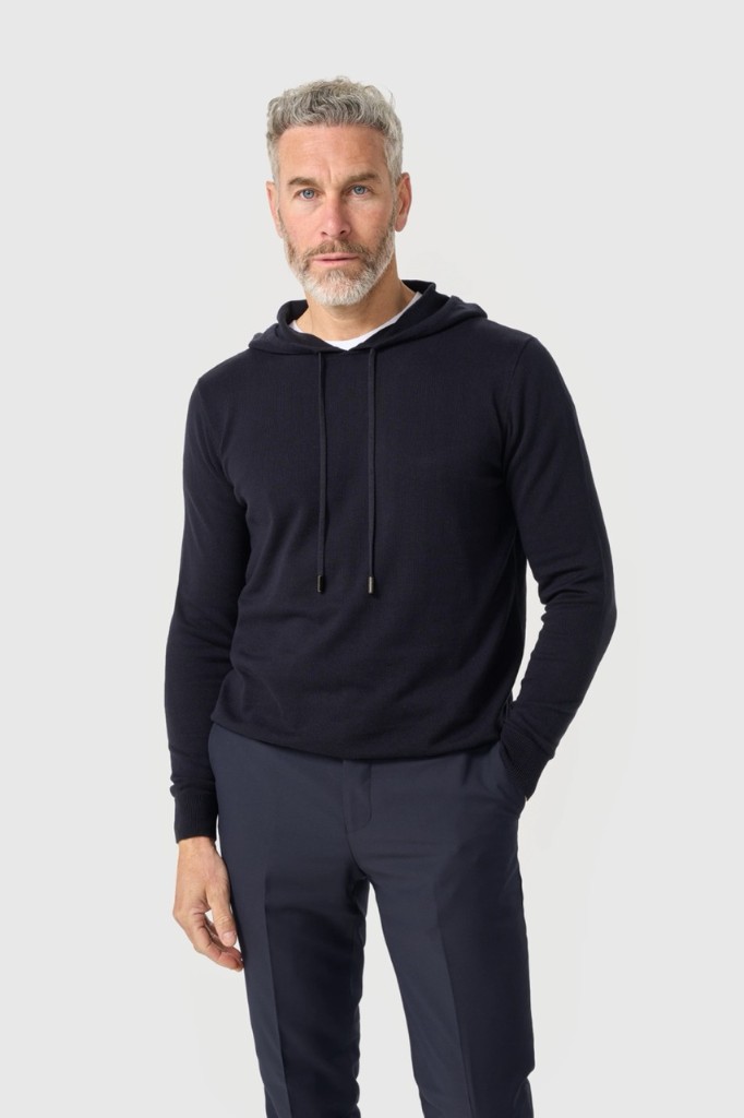 Cavani navy knitted hoodie