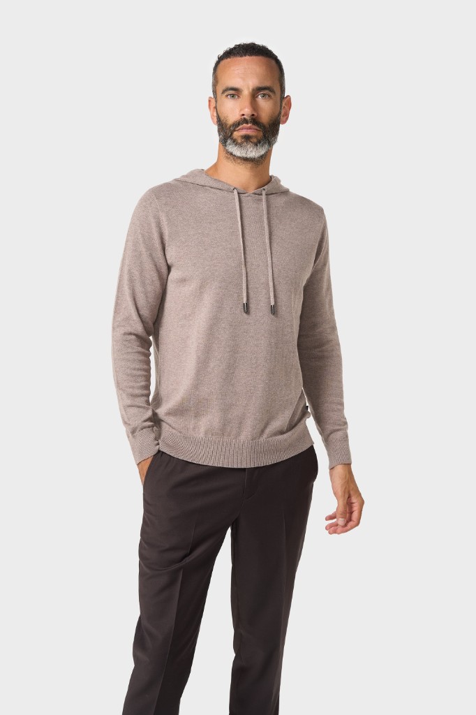 Cavani taupe knitted hoodie