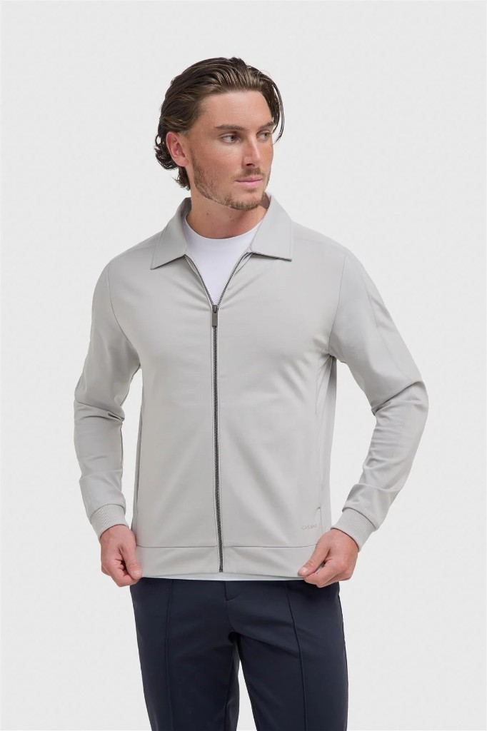 Cavani light stone collared zip jacket